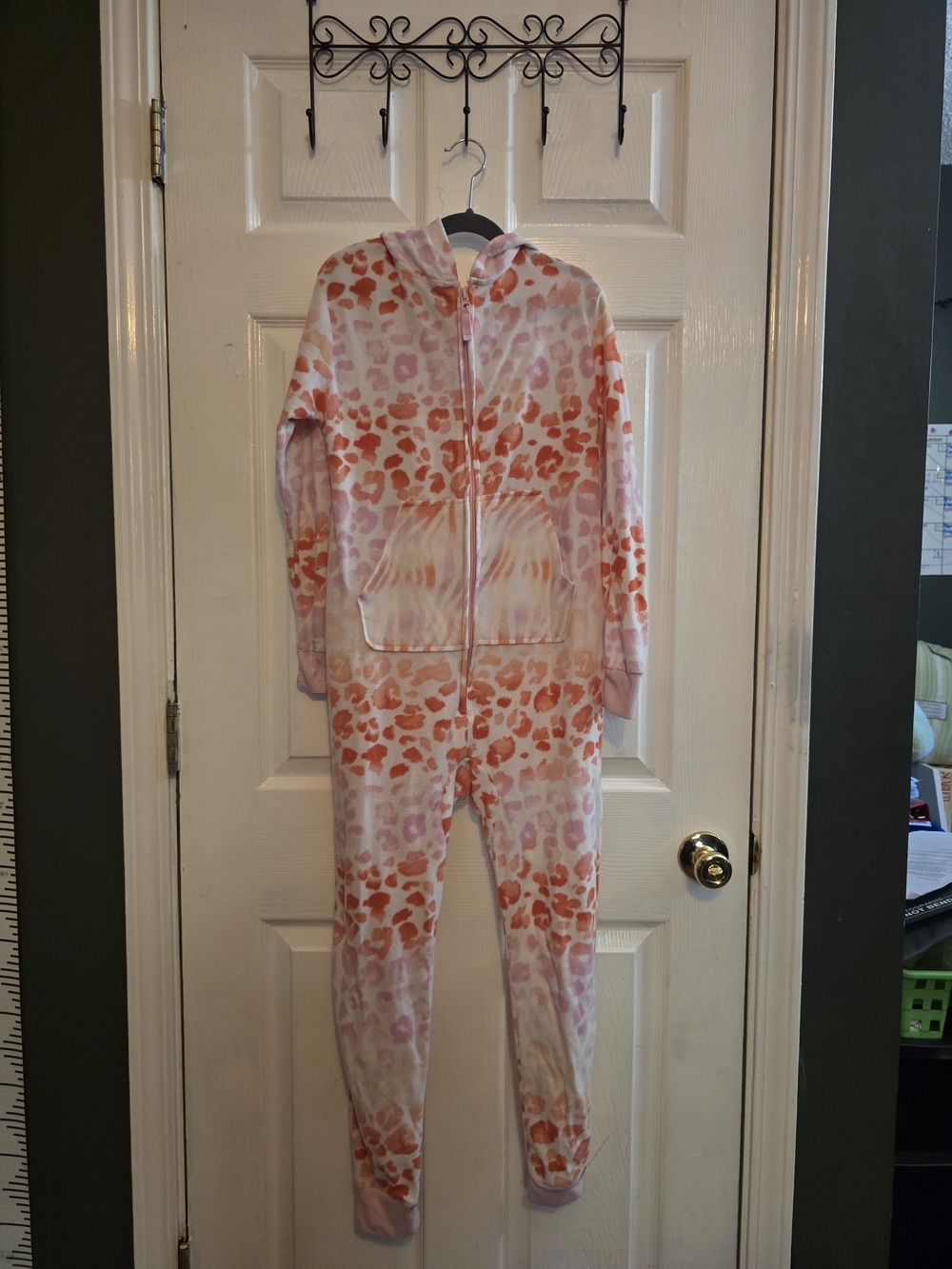 Cat & Jack Pink and Orange Leopard-Print Hooded One-Piece